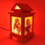 Handcrafted Multicolor Wooden Hut Shape Lamp - Unique Indian Artisan Design