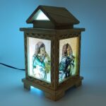 Handcrafted Multicolor Wooden Hut Shape Lamp - Unique Indian Artisan Design